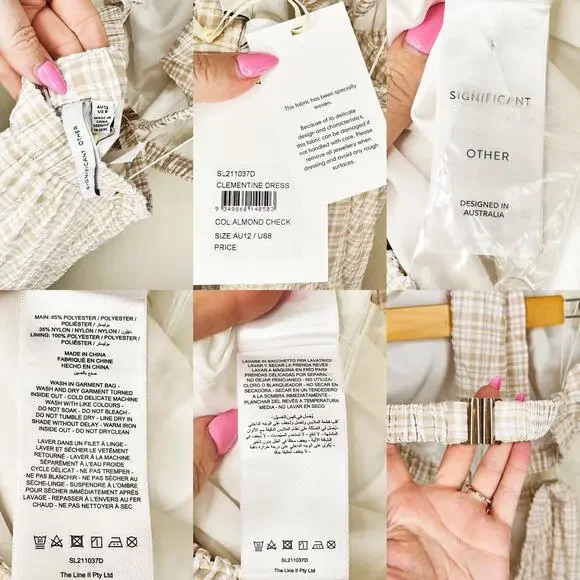 NWT Significant Other Clementine Cutout Gingham Plaid Maxi Dress Almond Chalk 8 - Picture 12 of 15